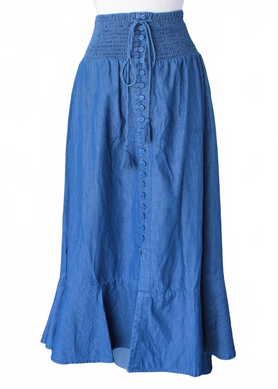NEW KEREN HART women's button maxi skirt - plus in denim